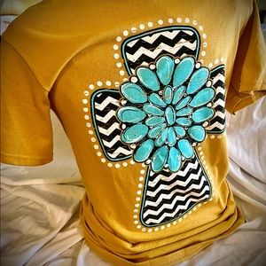 Chevron Turquoise Cross Casual T shirt